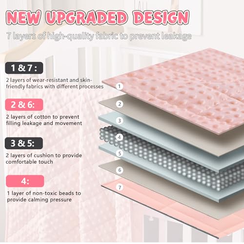 Image of Pink Weighted Blanket 7lbs, 40 inchx60 inch, Breathable Cooling Minky Heavy Throw Blanket for 60-90lbs, Soft Winter Thick Big Blankets Weighted Comforter Gift