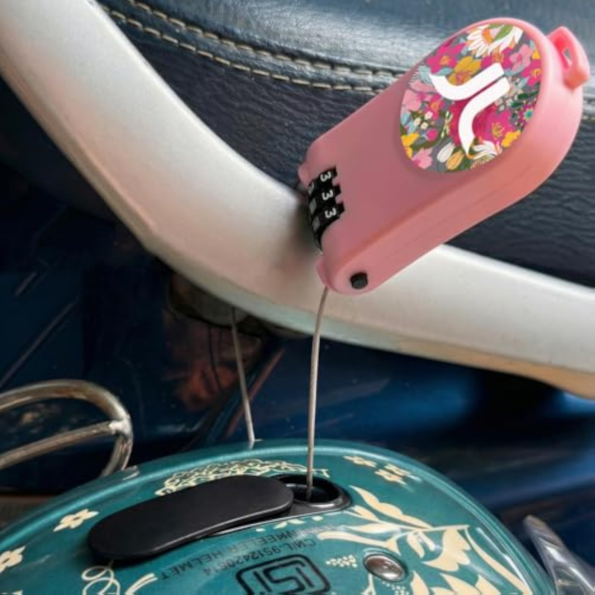 Helmet Lock for Bikes Keyless Steel Wire Combination Lock