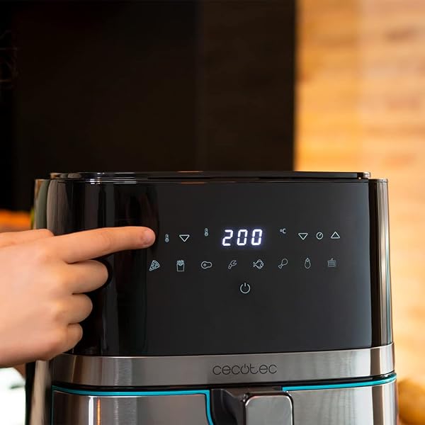 Cecotec Freidora sin Aceite de 5,5 L de Aire Caliente Cecofry Full InoxBlack 5500 Pro. 1700 W, Dietética y Digital, Panel Táctil, Acabados en Acero Inox, Tecnología PerfectCook, Termostato, 8 Modos - 5