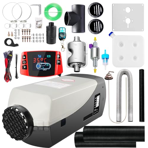 WAYSKA Diesel Heater 12V, 15L Tank, Diesel Air Heater 5KW, Muffler, Diesel Parking Heater with LCD Monitor & Remote Control for Trucks, Trailer, Boat and Motor-Home