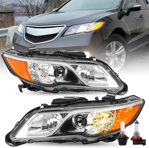 SOCKIR-For 2013 2014 2015 Acura RDX [Factory Halogen Type] w/Bulbs OEM Projector Headlight Headlamp Assembly Set (L+R)