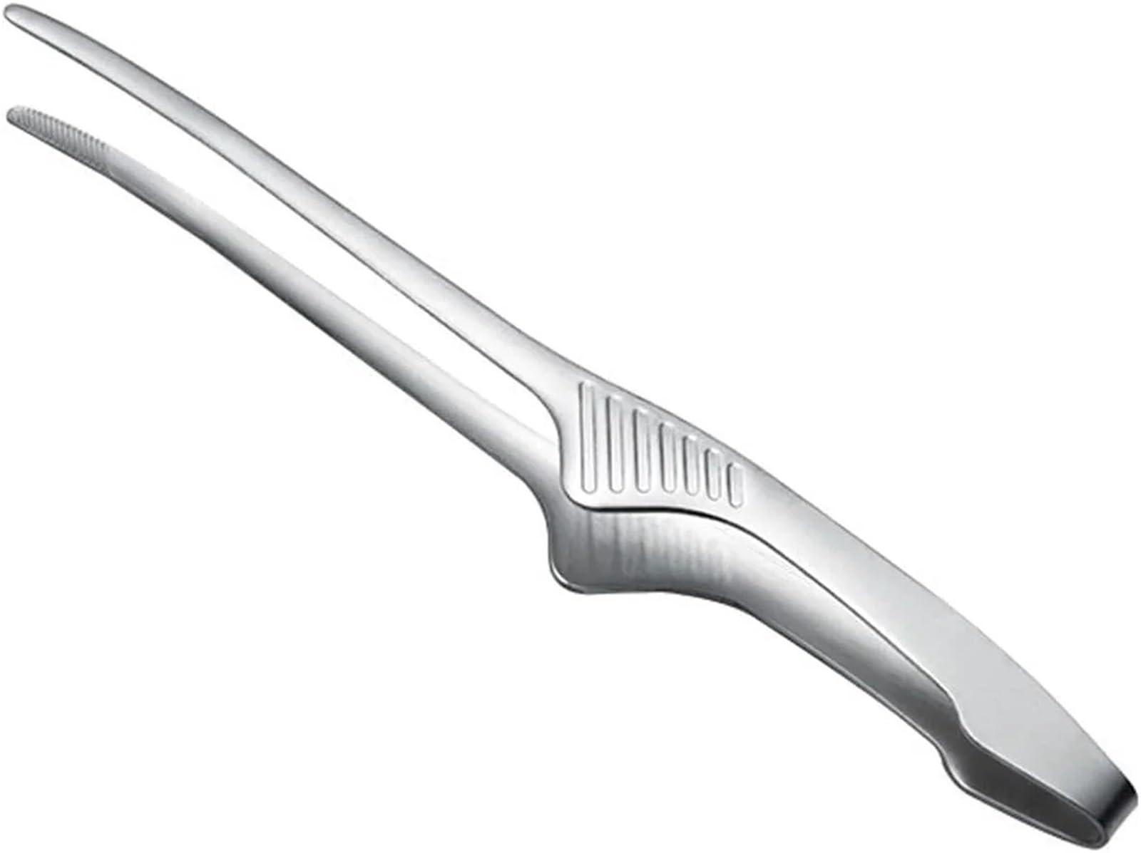 Irgvjifr Silver Stainless Steel Food Tongs Stainless Steel Precision Kitchen Tongs Tweezers Non-Slip Heat Resistant For Bbq Grilling Cooking Baking Serving Food Tweezers(Silver)