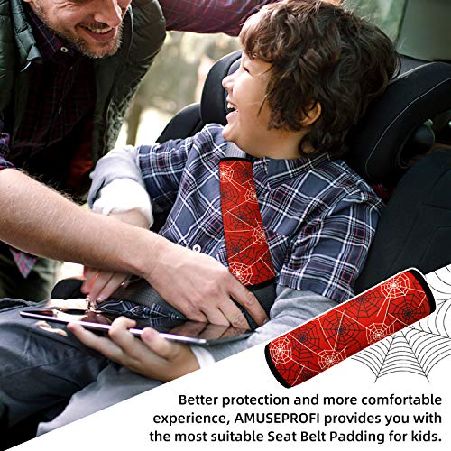 Image of Spider Seat Belt Cover for Kids, Seat Belt Pad for Boys, Car Seat Straps Shoulder Pads for Kids, Kid's Seat Belt Cushion, Shoulder Strap Pad, 1 Piece(RED)