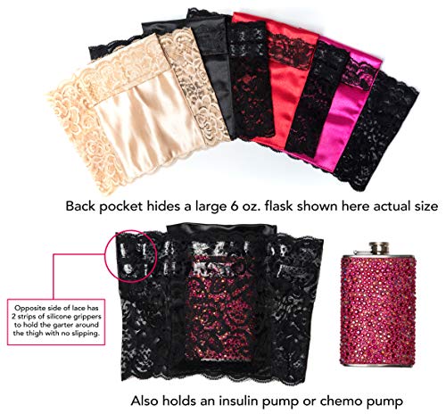 Stashbandz Garter Purse, Stays Put Silicone Grip & 2 Secure Pockets Black