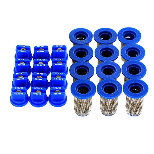 TeeJet Bundle (24 Items): 12 x TP8003-VS Visiflo 80° Spray Nozzles w/ 12 x 8079-PP-50 Strainers