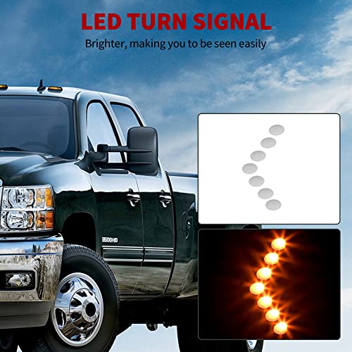 YITAMOTOR Towing Mirrors Compatible with 2007-2013 Chevy Silverado GMC Sierra Cadillac Yukon Tahoe Power Heated Telescoping LED Arrow Signal Light Side Mirrors Pair Set by YITAMOTOR - Image 6