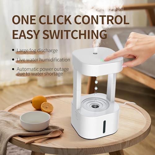 Image of Anti Gravity Humidifier Water Drop Humidifier - Antigravity Humidifier Levitating Water Floating Water Machine, Rain Humidifier Rain Cloud Humidifier Water Drip Hydra Lamp (White)