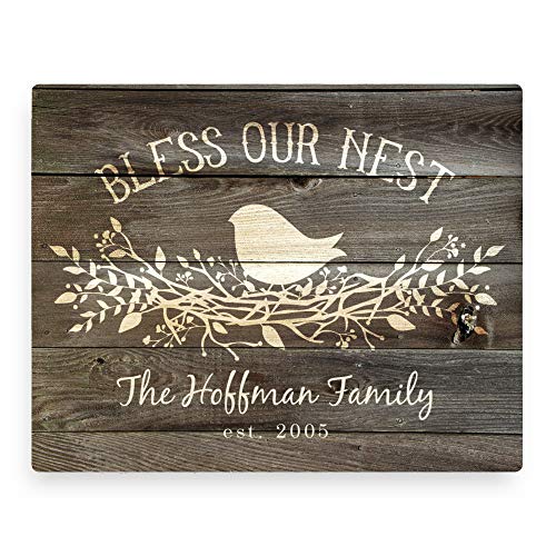 Personalized Planet Bless Our Nest Spiritual Gray Canvas Wall Art