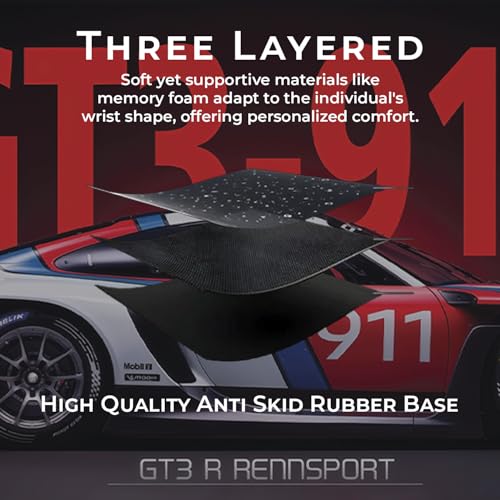Image of BESTOR Extended Mouse Pad 23x11 Inch, GT3 R-911 RENNSPORT Racing Car Design Desk Mat, Anti-Slip Rubber Base, Smooth Surface for Gaming, Office & Keyboard