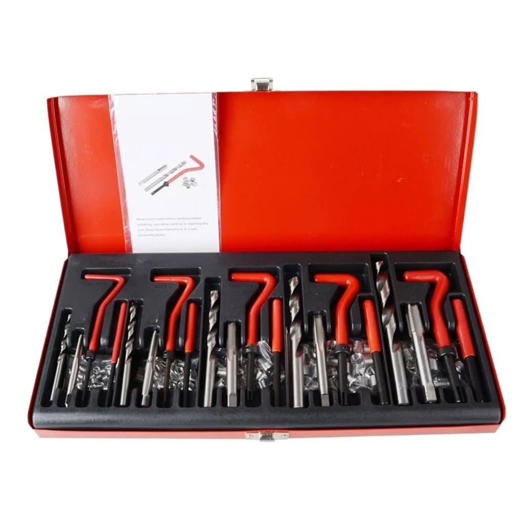 Kit di riparazione filettature 88/131 pezzi M3 M4 M5 M6 M8 M10 M12 M14 Inserti filettati for viti adatti for il ripristino di filettature danneggiate Strumenti di riparazione Punte da trapano(88pcs M6