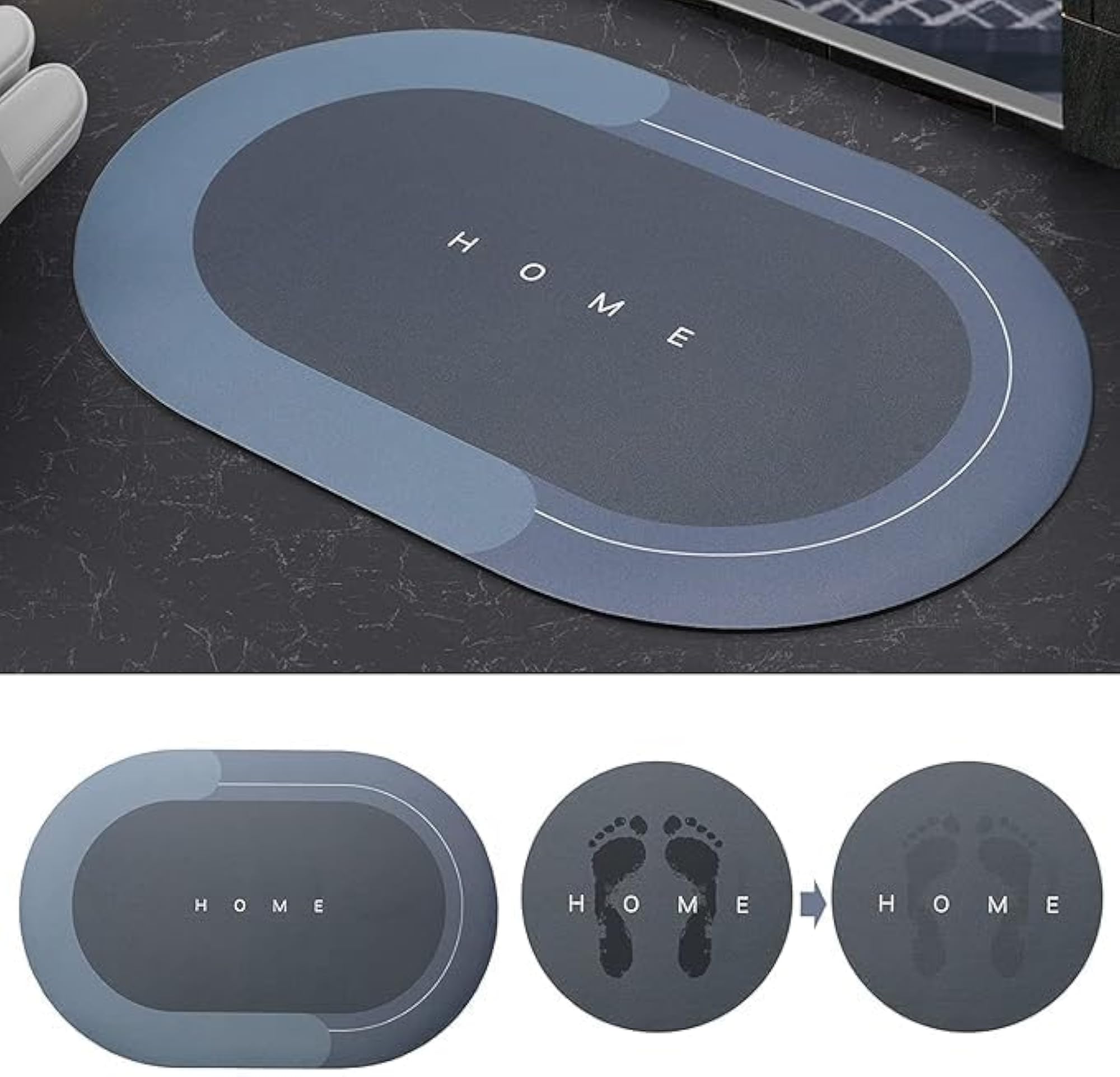 Rubber Backed Anti-Slip Bath Mat, Quick Dry for Home