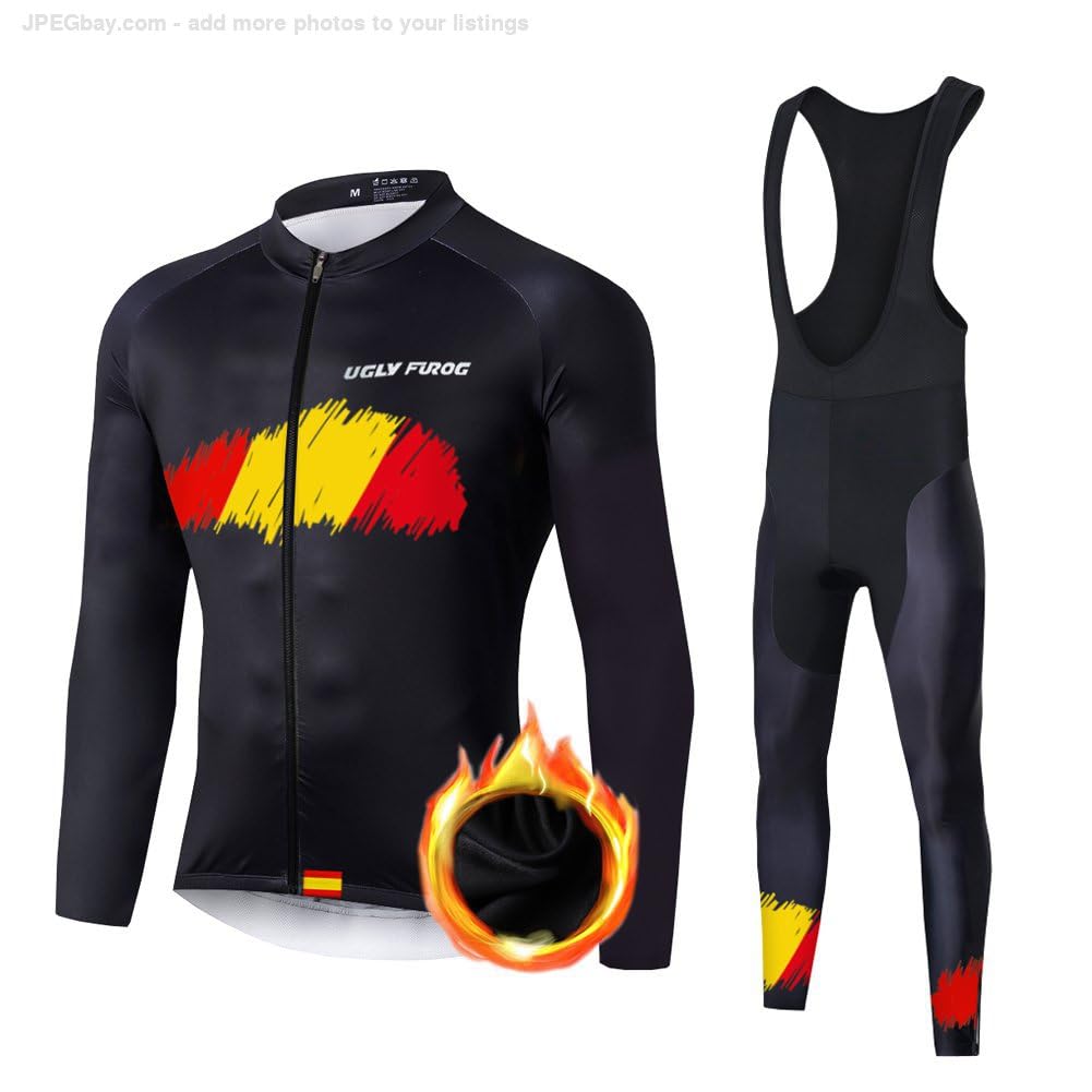 UGLY FROG Maillot Ciclismo Hombre Invierno Manga Larga Conjunto + Pantalones Bicicleta Ropa Set Térmico Transpiración Deportes al Aire Libre