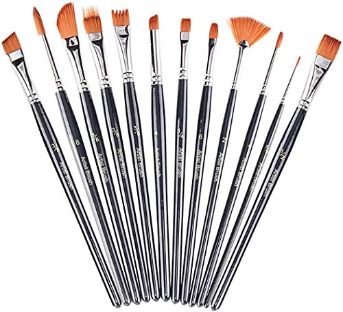 YMTECH Pinceles profesionales de punta redonda, pelo de nailon prémium para pintura acrílica, juego de pintura al óleo, perfecto para artistas principiantes y niños Cover