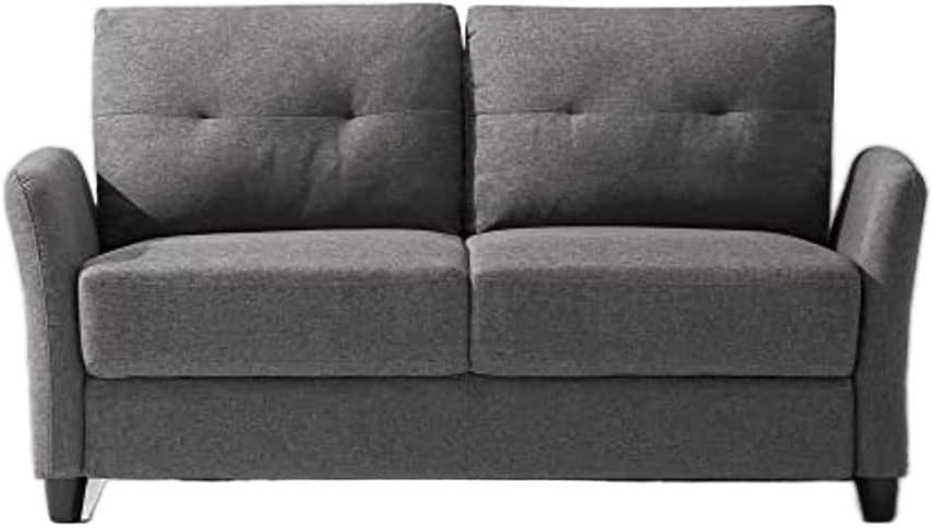 Loveseat Sofa/Tufted Cushions Easy, Tool-Free Assembly, Dark Grey