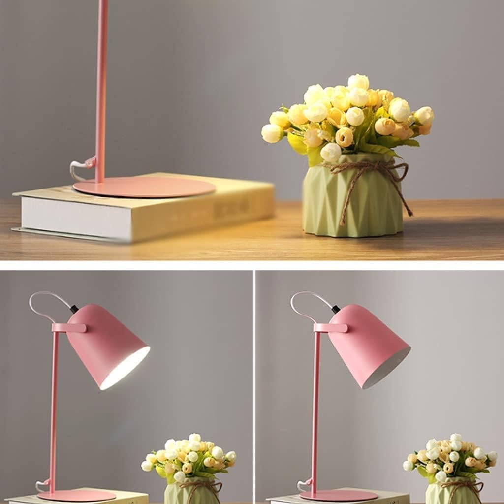 Lampada Da Tavolo Abat Jour Da Comodino Lampada Da Tavolo In Ferro Battuto Lampada Da Comodino Lampada Da Scrivania Lampada Da Scrivania Semplice Con Illuminazione E27 Lampada Camera Da Letto(Pink,Pus