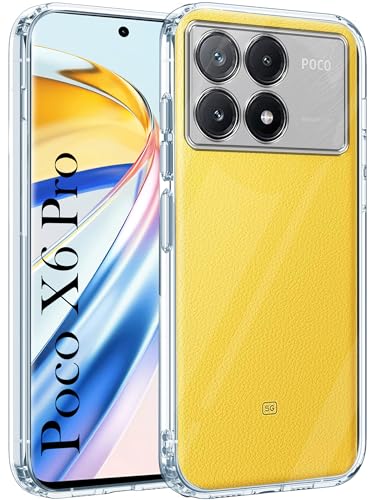 Image of Jkobi Back Cover for Poco X6 Pro 5G (Silicone Clear Shockproof Case with Camera Protection | Soft and Flexible | Transparent)