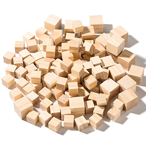 120 piezas Cubos de Madera Lisos yangbaga Sin Acabar Para Manualidades de Bricolaje Tallado Pintura, Rompecabezas, Herramienta de Enseñanza,Manualidades, Madera Pequeños 30mm y 20mm