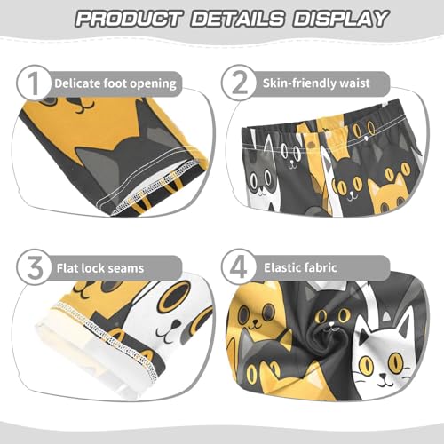 Toddler Girls Leggings Printed Yoga Pants Leggings Yellow Black White Cat for Kids3