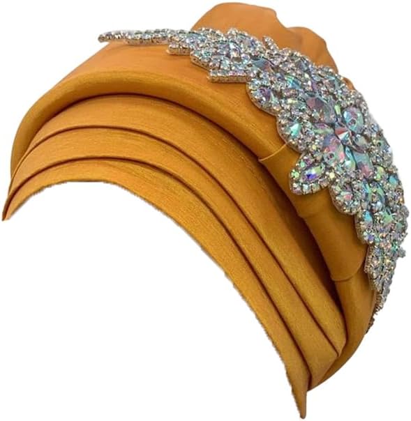 Women Diamonds Turban Cap Fashion Headwrap African Nigeria Wedding Party Auto Hat