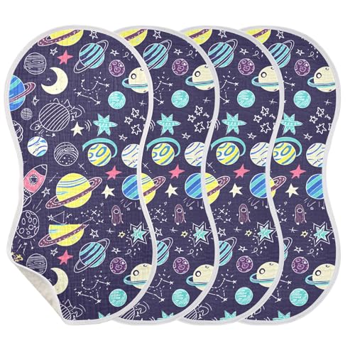 xigua Colorful Planets Muslin Baby Burp Cloths Set of 1, Super Soft & Absorbent Burping Rags, Cotton Burp Clothes Shower Gift for Newborn, Baby Girls and Boys3