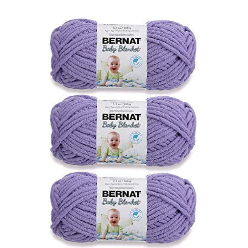 Image of Bernat Baby Blanket Yarn for Crocheting Soft, Lilac, 3-Pack | #6 Super Bulky Yarn, 100% Polyester, Soft Baby Blanket Yarn for Crochet, Knitting & Crafts, 72yds, 100g /3.5oz per skein