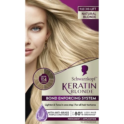 Schwarzkopf Keratin Blonde Hair Dye, 11 High Lift Natural Blonde, Professional Quality Permanent...