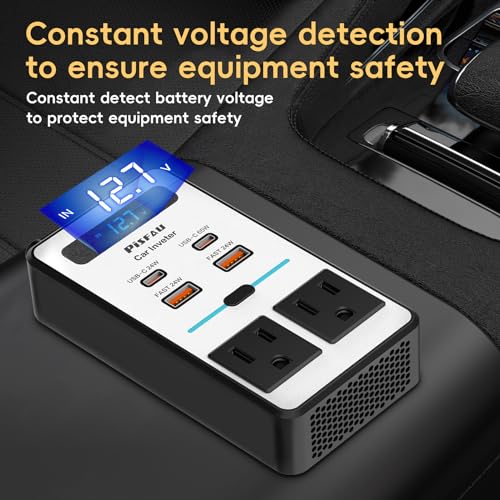 Image of 200W Car Power Inverter DC 12V to 110V AC,Cigarette Lighter Adapter Plug with [65W USB-C] /USB-Fast Charger 24W /Multiple USB /Laptop car Charger with Voltage Display (Pack of 2)