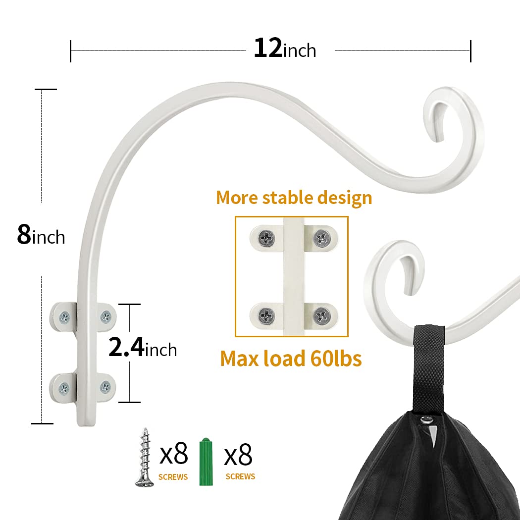 Maosen 12 Inch Plant Hangers Outdoor 2 Pack White - Image 2