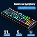 immagine 1AULA F2099 Tastiera Da Gioco Meccanica Cablata Interruttore Marrone, 104 Tasti Anti-Ghosting Luci Miste Gaming Keyboard, Programmabili USB-A interfaccia PC Computer Tastiere