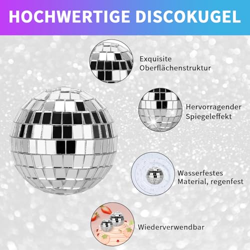 30 Stück Disco Spiegel Ball, Silber Hängekugel Spiegelkugel, Glänzend Discokugel Klein, Mini Discokugel Deko, Kleine Discokugeln zum Aufhängen für Weihnachtsbaum Party Hochzeit Deko, Kuchendekoration,