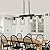 4-Light Dining Room Light Fixture/Chandelier Over Table, Island Lighting Hanging for Farmhouse Linear Chandeliers Matte Black Rustic Wood Ceiling Pendant Light Fixtures, with Clear Glass Shade