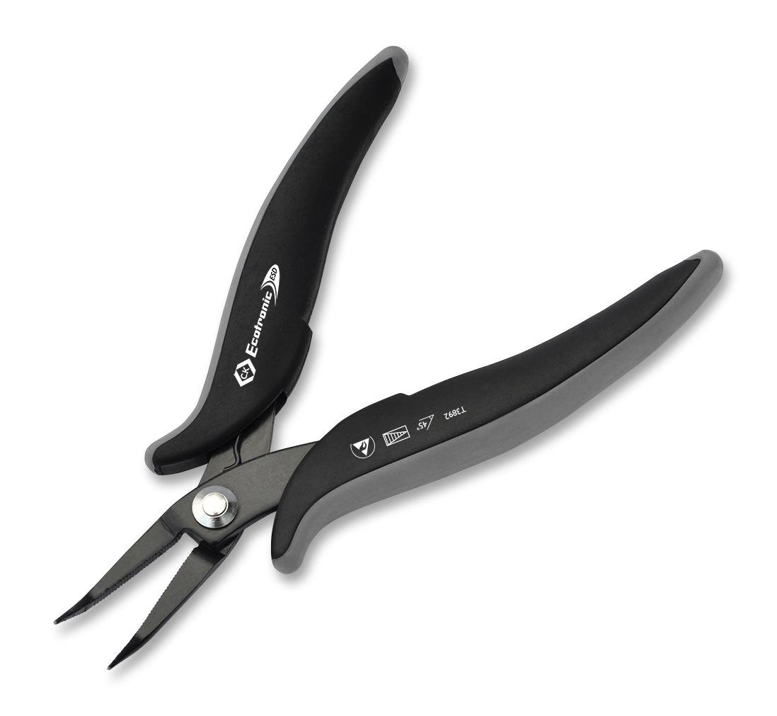 Pinze a becco piegato, Ecotronic ESD, 15,2 cm, lunghezza totale 152 mm, punta piegata stile pinza