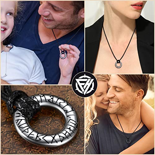 Faithheart Norse Viking Circle Rune Pendant Necklace Braided Leather Rope Chain Necklaces For Men Women Nordic Mythology Jewelry #TOP5