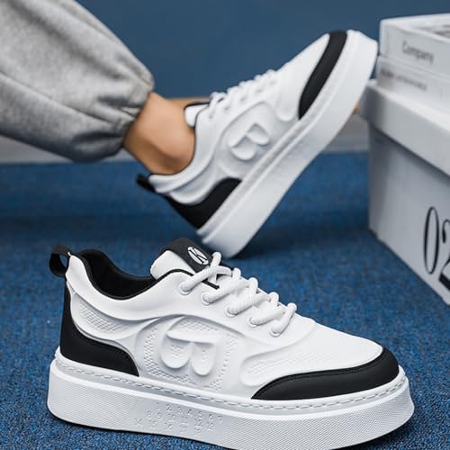 Mens Fashion Breathable Leather Lace Up Platform Sneakers Casual Non-Slip Round Toe Sneakers for Walking Sport Work Driving3