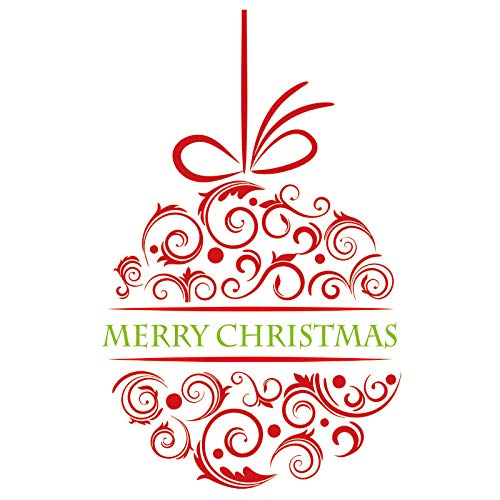 Boodecal Removable Merry Christmas Ball Lettering Words Wall Art Vinyl Murals Wall Decals For Showcase Window Decoration Paper Hanging Ornaments Stickers Home Decor #TOP17