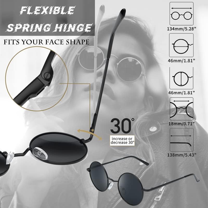 Miniatura 3 de Gafas de sol Joopin polarizadas, estilo Lennon, redondas, gafas de sol estilo hippy redondas para mujer y hombre