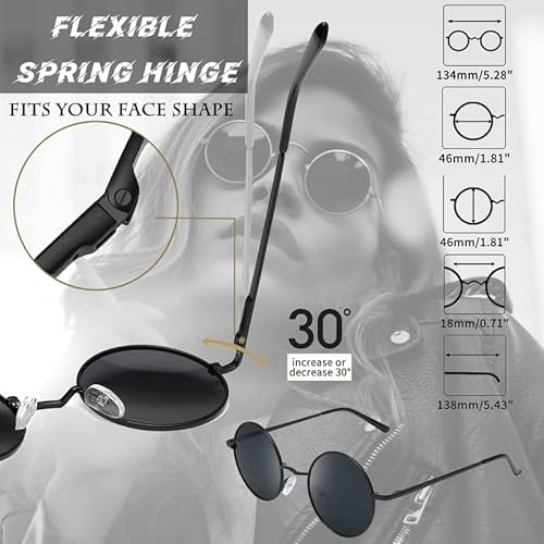 Joopin Óculos de Sol Redondo Masculinos Femininos Polarizado, Pequeno Círculo Hippie Vintage Retrô S