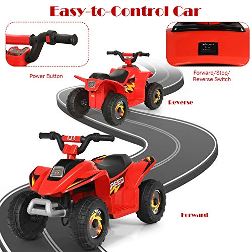Image of HONEY JOY Ride On ATV, 6V Mini Off-Road Battery Powered Motorized Quad for Kids, Anti-Slip Wheels, RWD 4-Wheeler Electric Ride On Toy Car for Toddlers (Red)