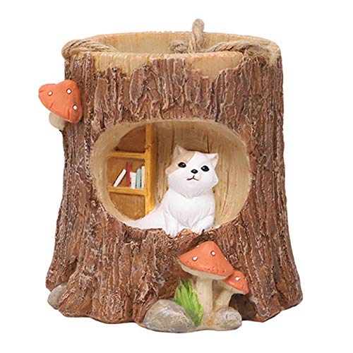 HZMY Montage Mural Pots De Fleurs Petites Hanging/Stump Forme Planteur Décoratifs Pots pour Plantes Hanging Micro Paysage Succulent Planteur,Squirrel Cover