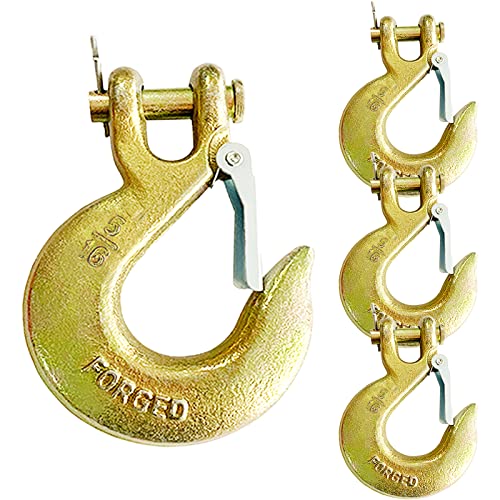 4Pack 5/16Inch Clevis Hook, G70 Tow Chain Grab Hook With Safety Latch,For Trailer Truck Transport Tow Chain Hook #TOP8