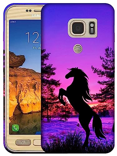 SM Cases Compatible with Samsung Galaxy S7 Active Case - Horse 3D Printed Design Phone Back Hard Plastic Cover Case for Samsung Galaxy S7 Active. White