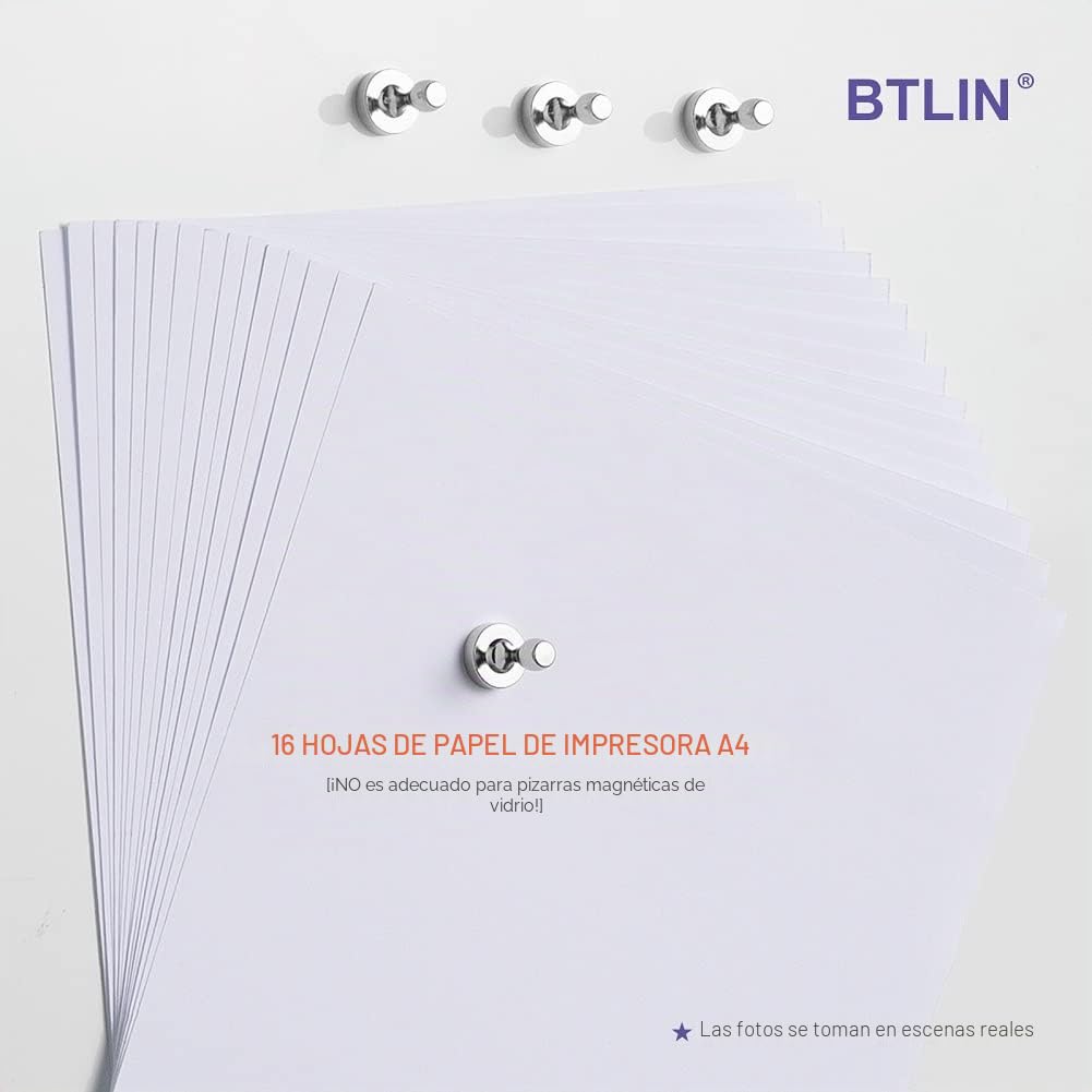 BTLIN Imanes Neodimio Pequeños, Potentes Mini Chinchetas Magnéticas para Cocina, Nevera, Oficina, Pizarra Blanca, 10x15mm, 32 Piezas