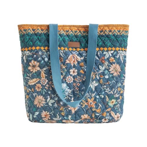 Maison d' Hermine Shopping Bags Cotton Quilted Tote Bag with Zipper Pockets Small Pouch Reusable Grocery Bag Work Travel