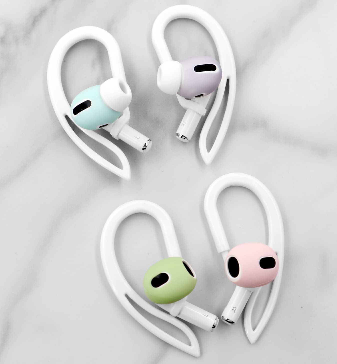 3 Pairs Ear Hooks Compatible with AirPods Pro 2nd 1st and 3 2 1, 360 Angle Rotation Adjustable Length Anti-Slip Sport Earhooks Wing Tips Holder Compatible with AirPods 3 2 1 and Pro 2 1 - White
