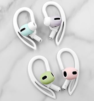 3 Pairs Ear Hooks Compatible with AirPods Pro 2nd 1st and 3 2 1, 360 Angle Rotation Adjustable Length Anti-Slip Sport Earhooks Wing Tips Holder Compatible with AirPods 3 2 1 and Pro 2 1 - White