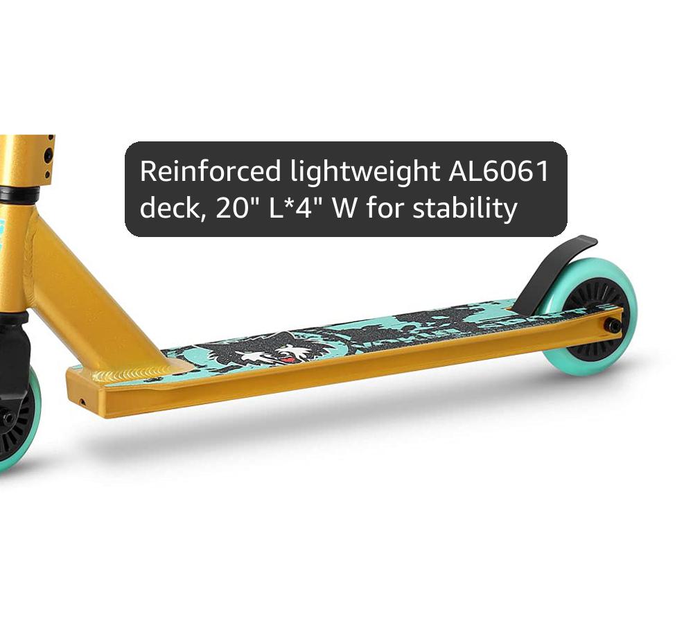 VOKUL TRII S2 Stunt Scooter - Freestyle Pro Spec 360 Degree - Tricks Scooter for Age 6+ Beginners Kids Boys Girls Teens, 19.5" W*23.8" H Handlebar, Reinforced Lightweight AL6061 20" L*3.9" W Deck