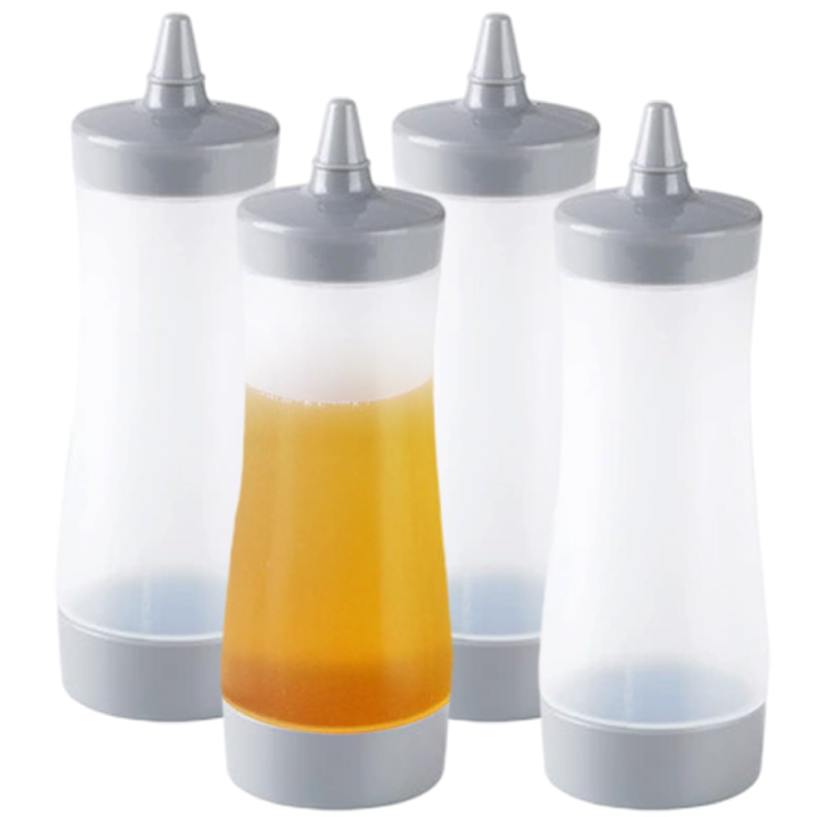 Botellas para salsas transparentes y recargables con tapa hermética a prueba de fugas