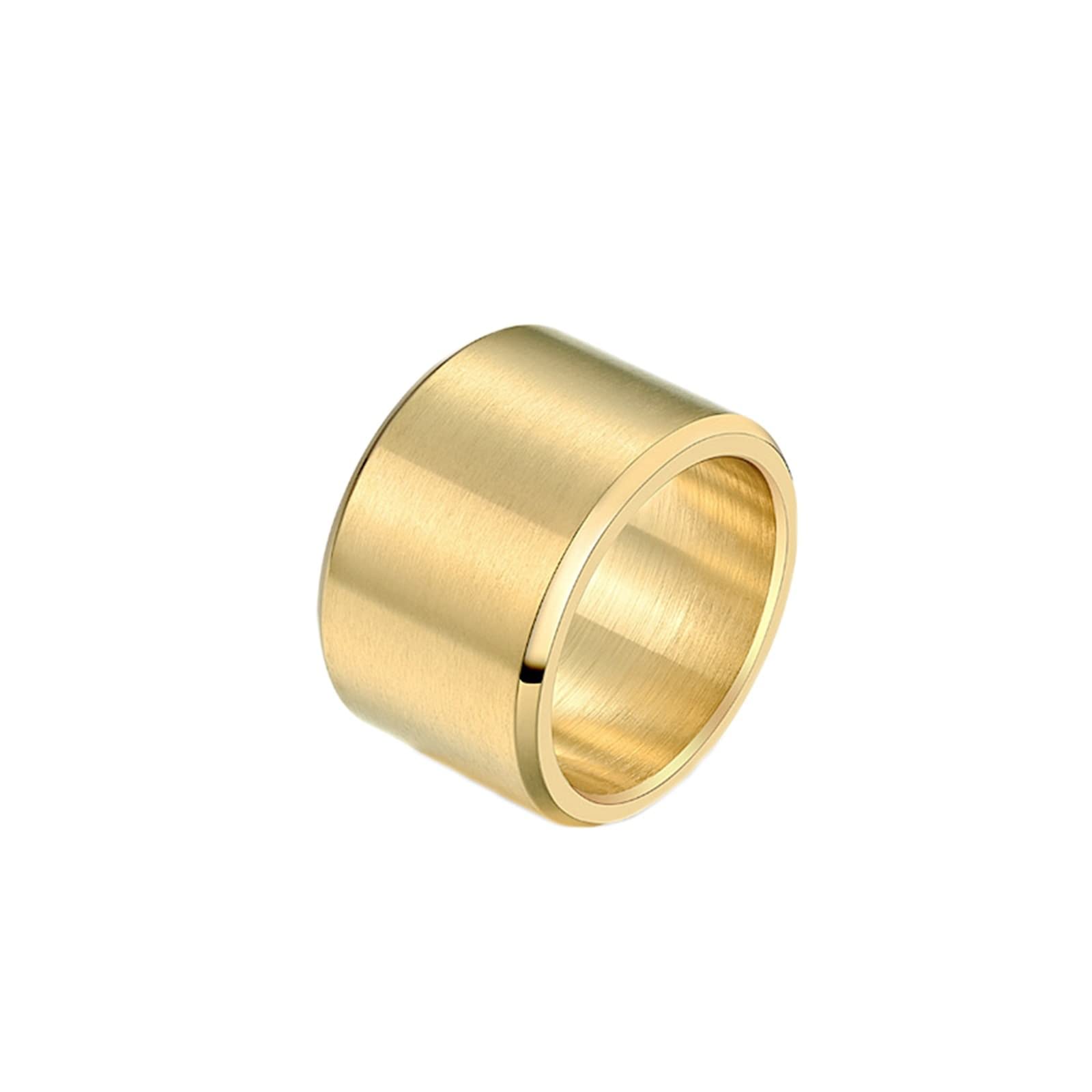 AmDxD Anillo de boda para hombre, acero de titanio, mate, ancho de 15 mm, plateado/negro/dorado, anillo de boda