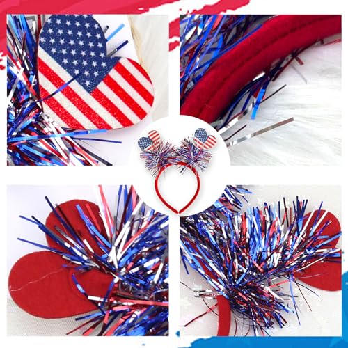 Hifanmm 4Th Of July Headband Independence Day Hair Accessories Patriotic Party Hair Supplies Usa Flag Heart Design Blue Red Ribbon Stars Hair Decoration Non Slip Head Band For Women Girls Kids 1 Pcs thumb #5