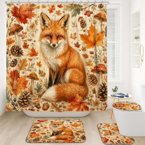 Rideau de douche lavable et imperméable style rustique feuilles de pin 183x183